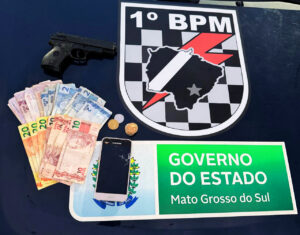 1º BPM da PMMS prende suspeito em flagrante minutos após assalto em loja no centro