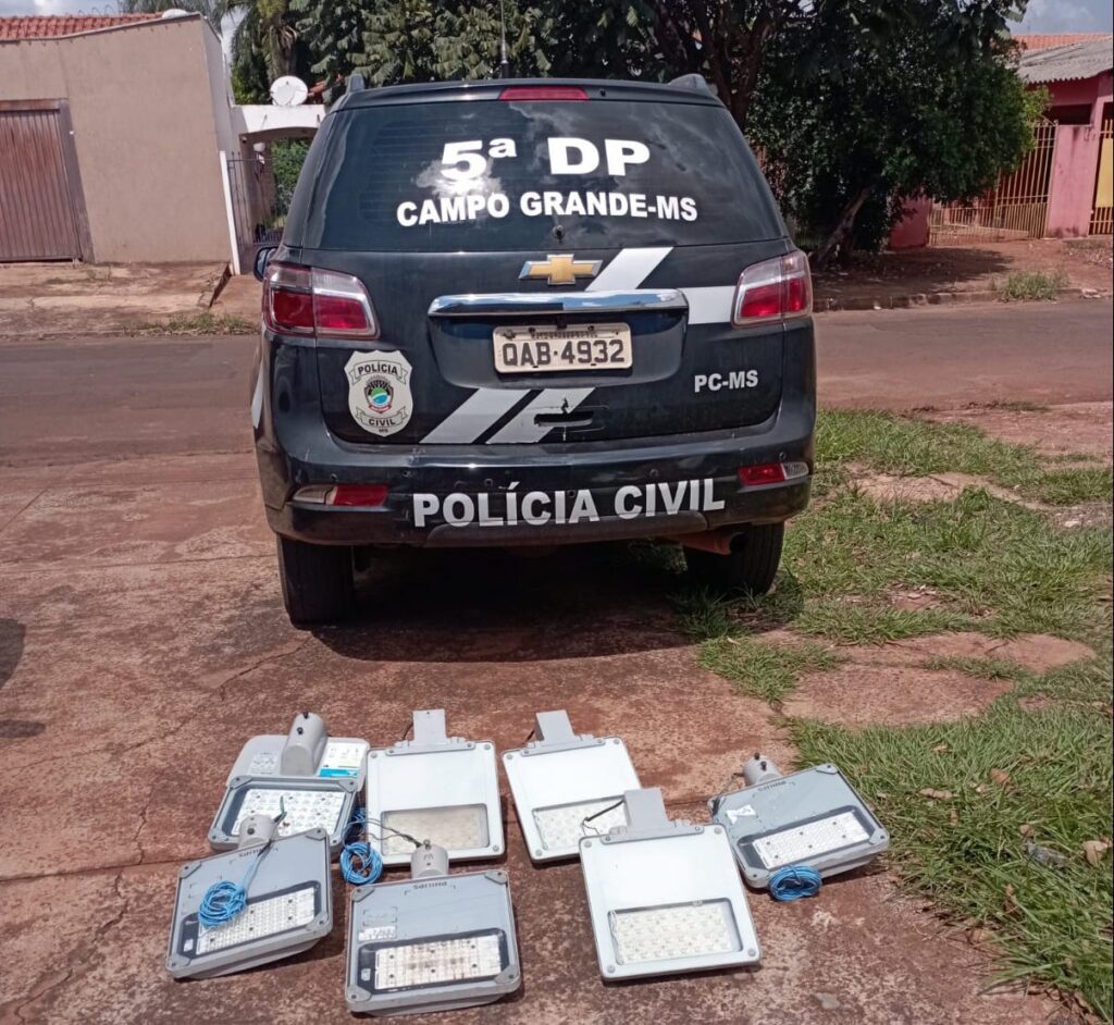 Ação Conjunta da Polícia Civil e Guarda Municipal recupera luminárias furtadas em Campo Grande