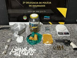 Polícia Civil apreende drogas, arma de fogo e munições em Dourados